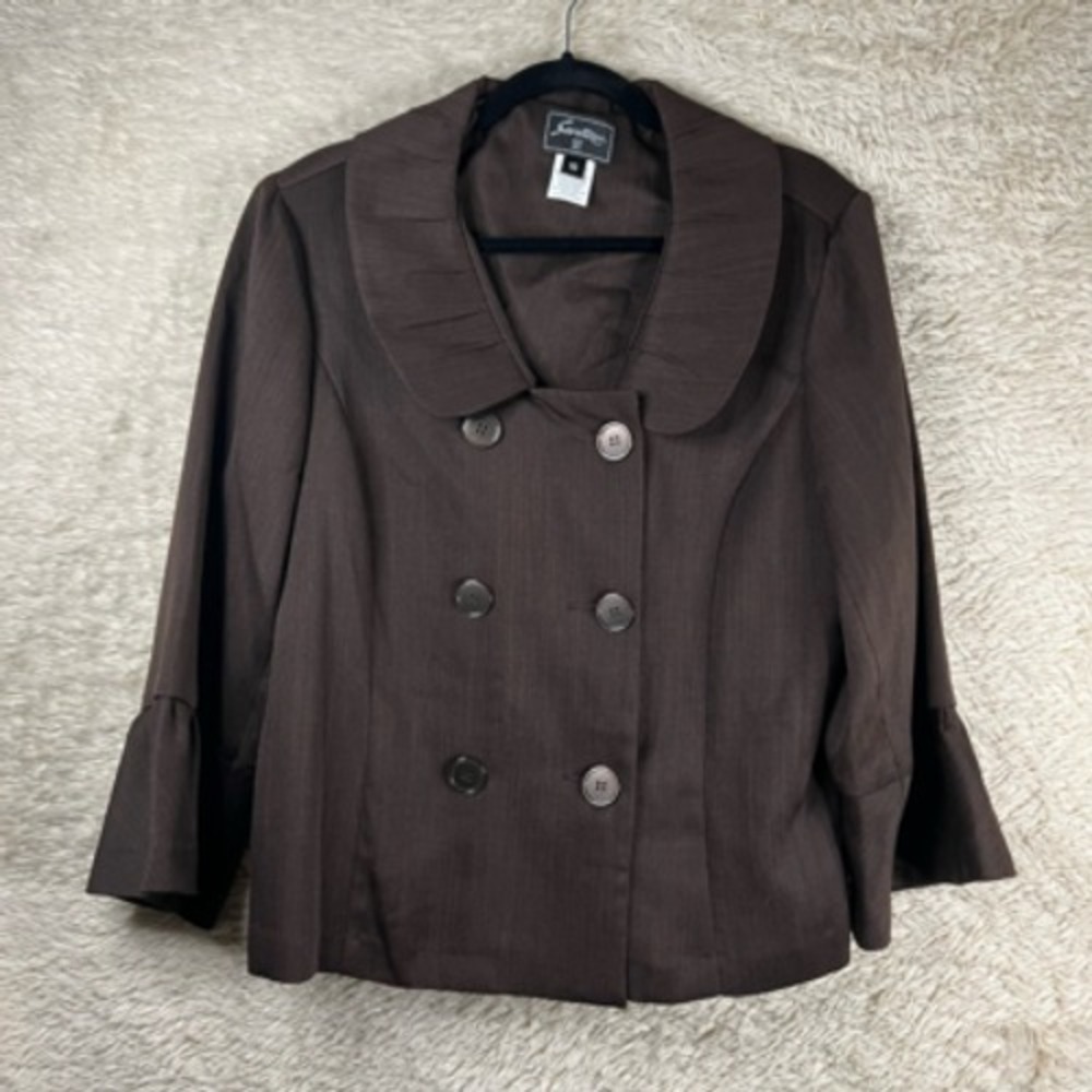 Sweet Womens Double Breasted Suit Jacket Blazer Brown Bell Sleeves Buttons 16